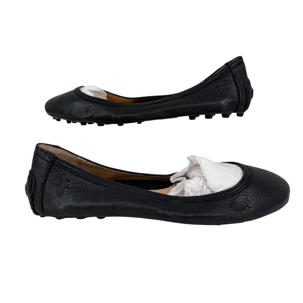 Frye Cassie Ballet Flats Womens 5.5 Black Leather Slip On Round Toe 72070
